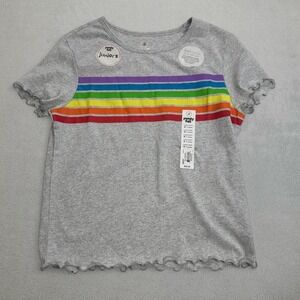 NWT Family Fun Rainbow Stripe Shirt Juniors M Grey Kids LGBT Pride Tee